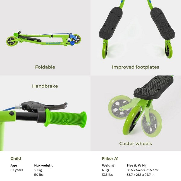Wiggle Scooter - Y Fliker A1 Kids Scooter (green)