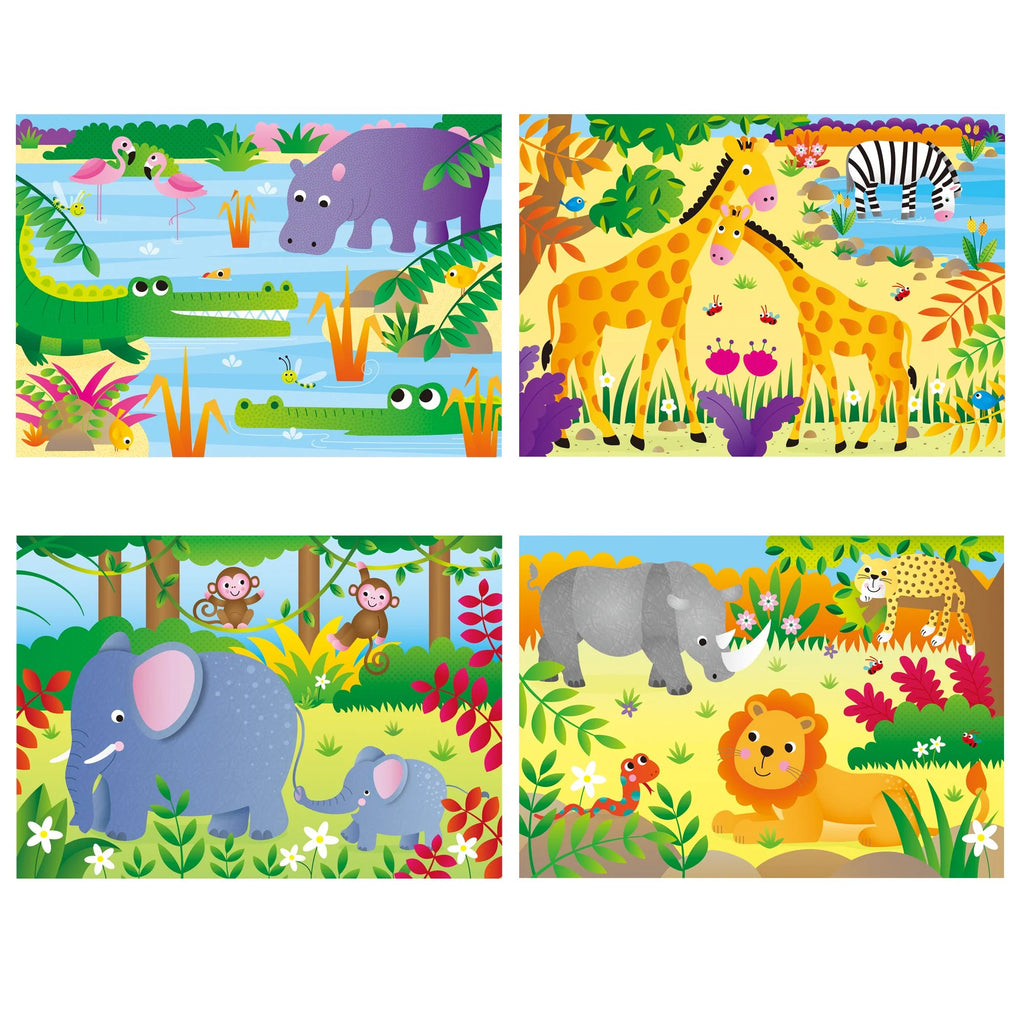 4 Jungle Puzzles in a Box - Jigsaw Puzzles for Young Children