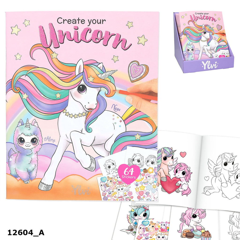 Ylvi Create Your Unicorn Colouring Book with stickers