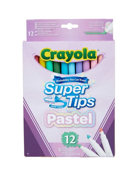 12 Bright Super Tips Pastel Edition by Crayola