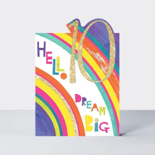 Birthday Card - Age 10 - Hello 10 Dream Big
