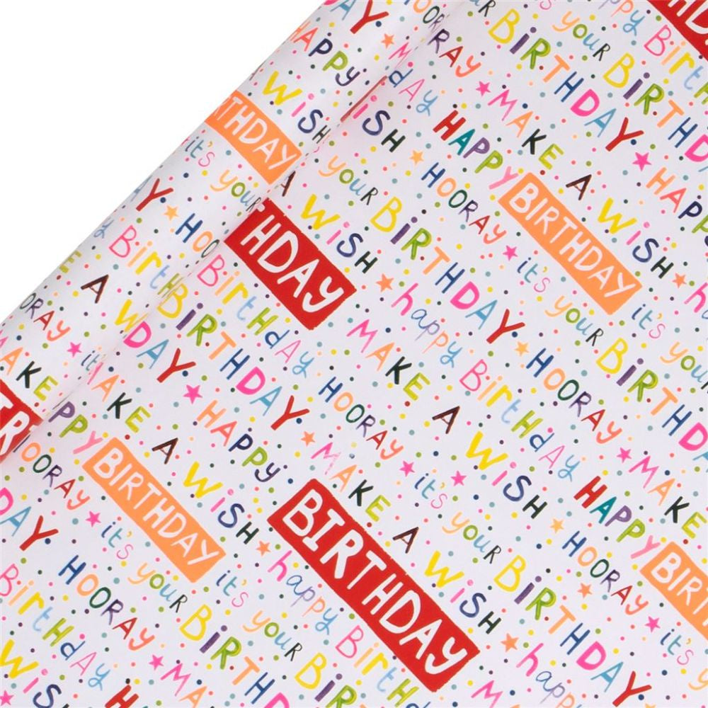 Glick Roll Wrap 2 Metre Neon Happy Birthday