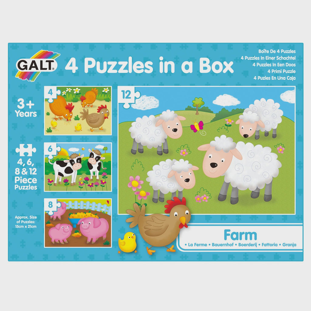 4 Farm Puzzles in a Box - Jigsaw Puzzles for young children