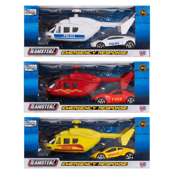 Emergency response vehicle car and helicopter