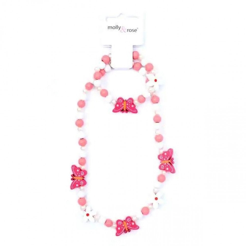 Butterfly Bead Necklace & Bracelet Set