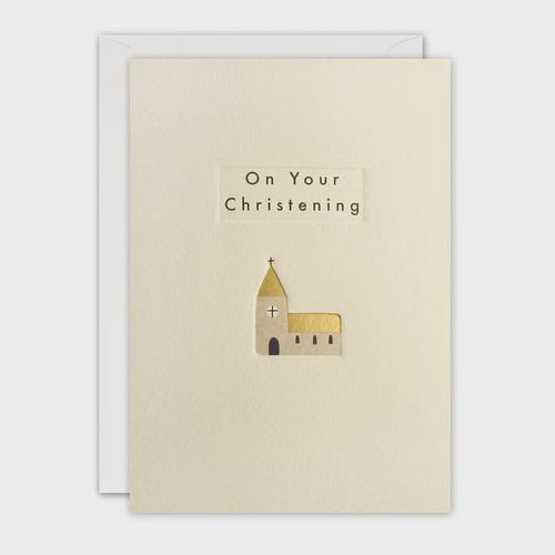 Christening Card - Gold Church