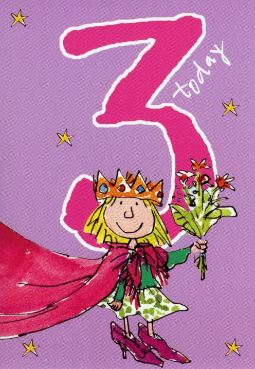 Birthday card - Age 3 Quentin Blake Princess