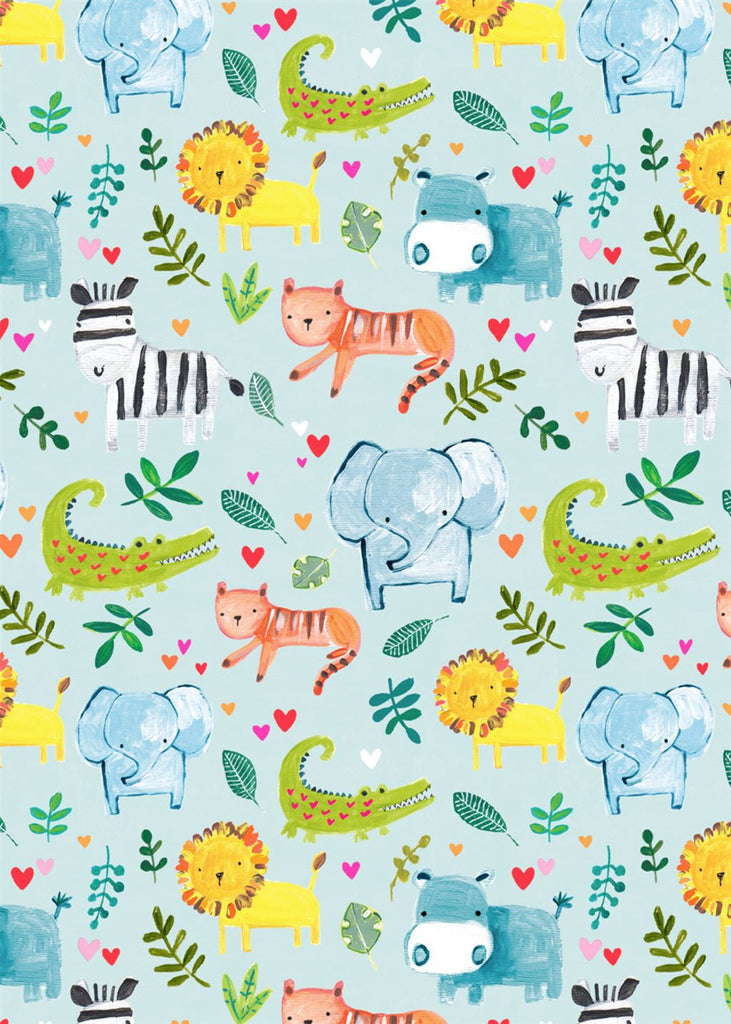 Gift Wrap Sheet - Baby Animals (blue)