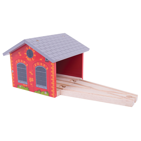 Big Jigs Wooden Train Set Accessories - Double Engine Shed
