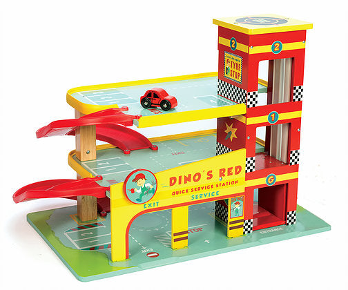 Dino's Red Wooden Toy Garage by Le Toy Van