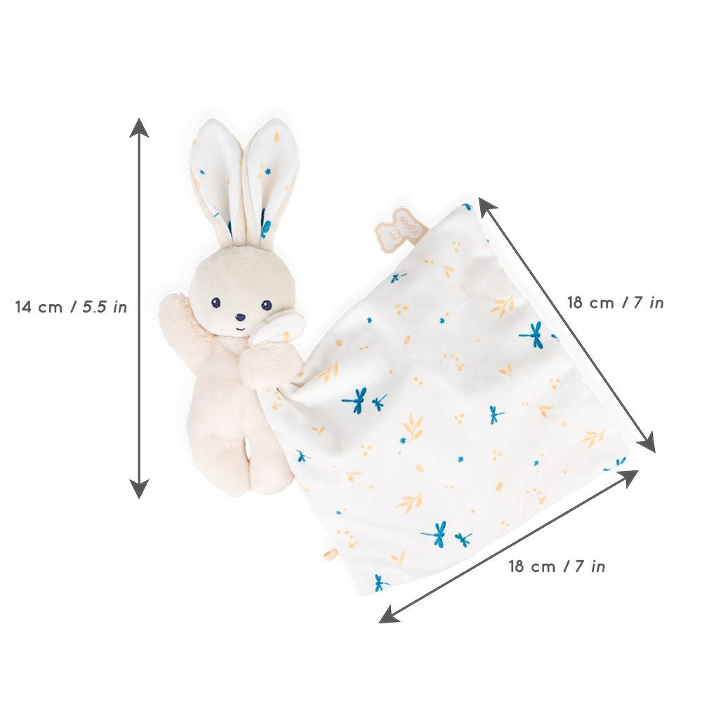 Kaloo Rabbit Comfort Blanket (white with blue)