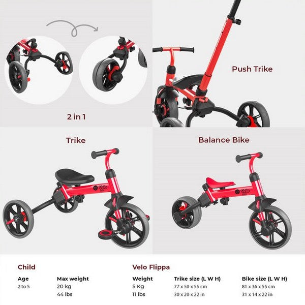 YVelo Flippa  3 in 1 Trike to Balance Bike