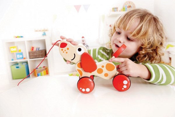 Walk Along Puppy - wooden pull along toy